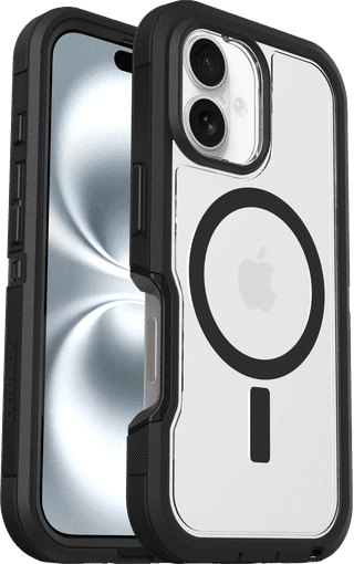OtterBox Defender XT iPhone 16 Back Cover with MagSafe Magnet Transparent with Black Belt