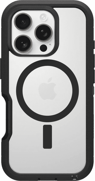Otterbox Defender XT iPhone 16 Pro Backcover mit MagSafe Magnet Transparent mit schwarzem Rand