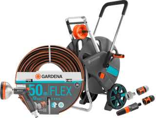 Gardena Comfort FLEX 50 m CleverRoll L Premium Brauseset