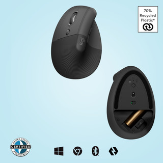Logitech Lift Vertikale ergonomische Maus für Linkshänder Schwarz