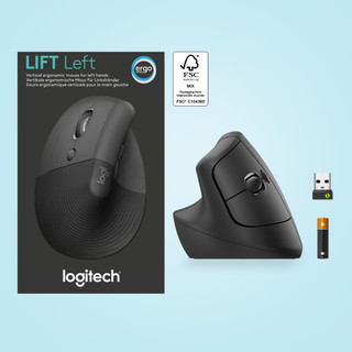 Logitech Lift Vertikale ergonomische Maus für Linkshänder Schwarz