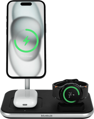 BlueBuilt 3-in-1 Kabelloses Ladegerät mit Qi2 15 W Schwarz