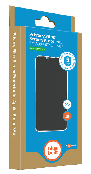 BlueBuilt Back Cover iPhone 17e/16e Transparent + Privacy Filter Screen Protector Glass