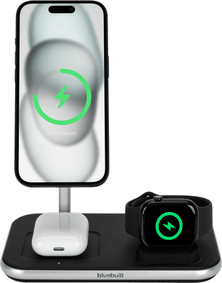 BlueBuilt 3-in-1 Kabelloses Ladegerät mit Qi2 15 W Schwarz