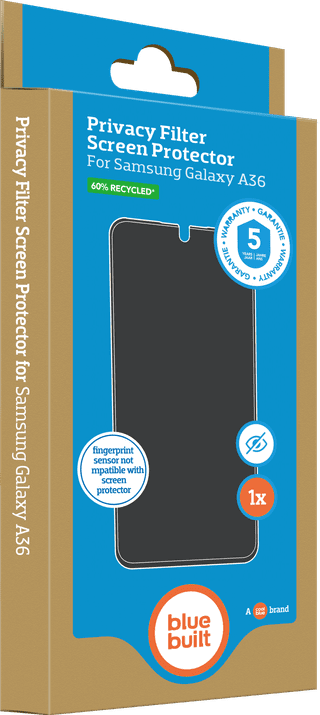 BlueBuilt Samsung Galaxy A36 Backcover Transparent + Privacy Displayschutz Doppelpack