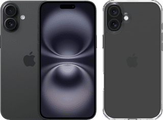 Apple iPhone 16 Plus 128GB Schwarz + BlueBuilt Protective Backcover Transparent