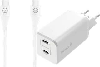 BlueBuilt Power-Delivery- und Quick-Charge-Ladegerät 65 W + USB-C-Kabel Nylon Weiß 1,5 m