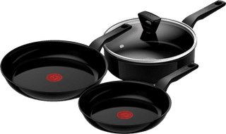 Tefal Renew Black Ceramic Frying Pan Set 24cm + 28cm + High-sided Skillet 24cm + Lid
