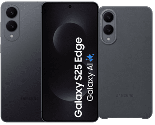 Samsung Galaxy S25 Edge 256GB Black 5G + Samsung Kindsuit Back Cover Black