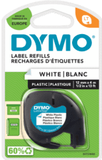 DYMO LetraTag 12 mm x 4 m Schwarz-Weiß Etiketten