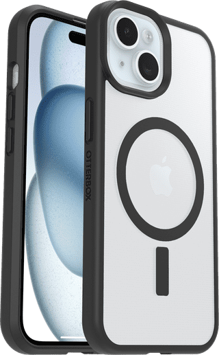 Otterbox React iPhone 15, 14 und 13 Backcover mit MagSafe Magnet Transparent mit schwarzem Rand