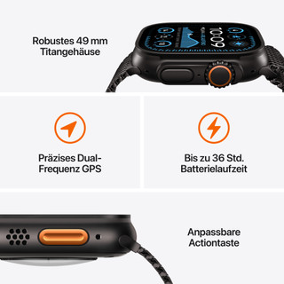 Apple Watch Ultra 2 4G 49 mm Schwarz Milanaise Armband L