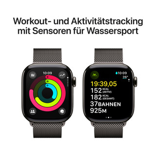 Apple Watch Series 10 4G 42 mm Titan Schwarz Milanaise Armband