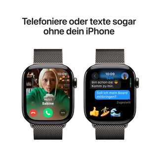 Apple Watch Series 10 4G 42 mm Titan Schwarz Milanaise Armband