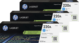 HP 220A LaserJet Toner Cartridge Cyan (3 units)