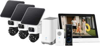 eufyCam S4 3er-Pack + HomeBase 3 + Video Doorbell E340 + Smart Display E10