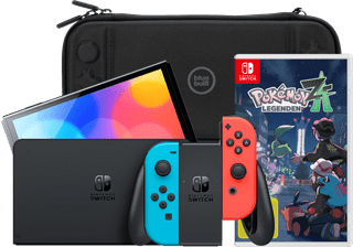 Nintendo Switch OLED Blau/Rot + Pokémon-Legenden: Z-A + BlueBuilt Schutzhülle