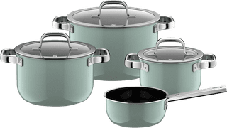 WMF Fusiontec Mineral Pro Topf- und Pfannenset 4-teilig Eucalyptus Haze
