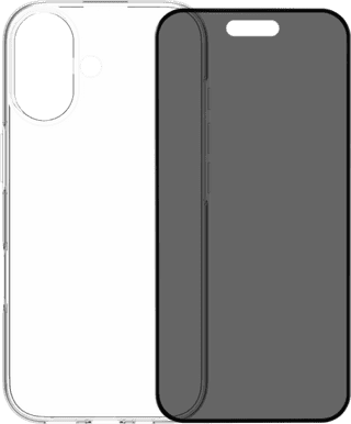 BlueBuilt Backcover iPhone 17 Transparent + BlueBuilt iPhone 17 Panzerglas mit Blickschutzfilter