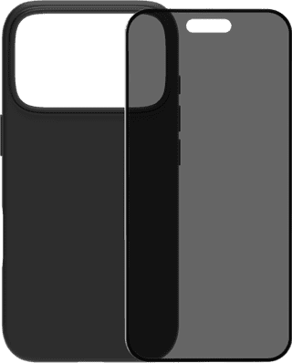 BlueBuilt Backcover iPhone 17 Pro Schwarz + BlueBuilt iPhone 17 Pro Panzerglas mit Blickschutzfilter