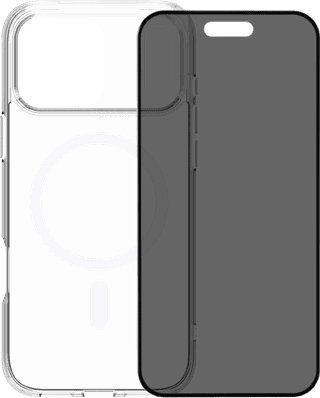BlueBuilt Protective Backcover mit MagSafe iPhone 17 Pro Max Transparent + BlueBuilt iPhone 17 Pro Max Panzerglas mit Blickschutzfilter