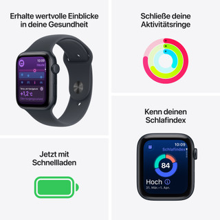Apple Watch SE 3 44 mm Mitternacht Sportarmband S/M