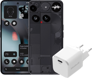 Nothing Phone (3) 256GB Schwarz 5G + BlueBuilt Ladegerät mit USB-C-Port 45 W Weiß
