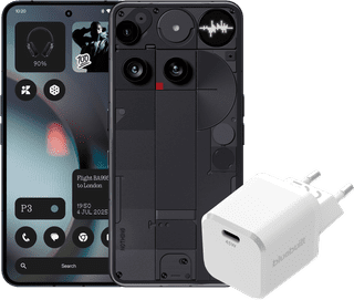 Nothing Phone (3) 512GB Schwarz 5G + BlueBuilt Ladegerät mit USB-C-Port 45 W Weiß
