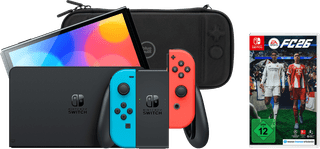 Nintendo Switch OLED Blau/Rot + EA Sports FC 26 + BlueBuilt Schutzhülle