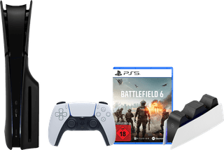 PlayStation 5 Slim mit Laufwerk + Battlefield 6 + Schwarze Cover + Ladestation