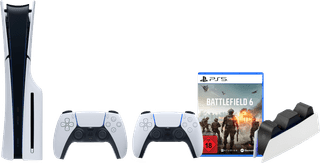 PlayStation 5 Slim Disc Edition + Battlefield 6 + Extra Controller White + Charging Dock
