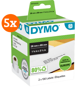 DYMO LabelWriter Address Label 28x89mm 260 Units 5-pack