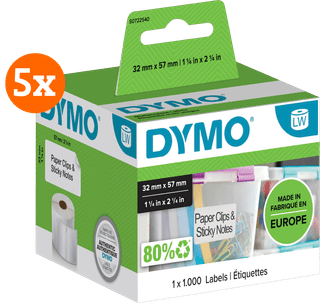 DYMO Removable Label 32x57mm 1000 Units 5-pack