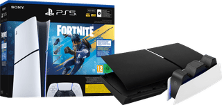 PlayStation 5 Slim Digital Edition Fortnite Bundle + Covers Black + Charging Dock