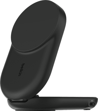 Belkin UltraCharge 2-in-1 MagSafe Kabelloses Ladegerät mit Ständer Qi2 25 W Schwarz