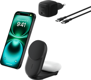 Belkin UltraCharge 2-in-1 MagSafe Kabelloses Ladegerät mit Ständer Qi2 25 W Schwarz