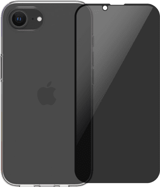 BlueBuilt Back Cover iPhone 16e Transparent + Privacy Filter Screen Protector Glass