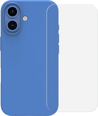 BlueBuilt Back Cover iPhone 16 Blue + Screen Protector Glass