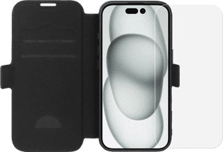 BlueBuilt Apple iPhone 16 Book Case Leder Schwarz + Panzerglas