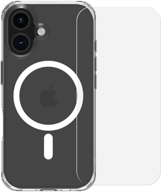BlueBuilt Protective Backcover mit MagSafe iPhone 16 Transparent + Panzerglas