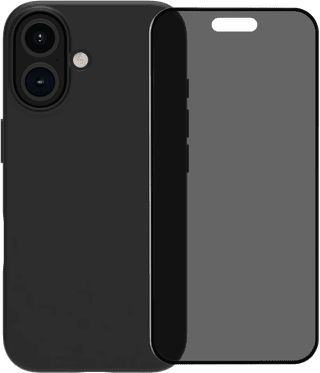 BlueBuilt Backcover iPhone 16 Schwarz + Panzerglas mit Blickschutzfilter