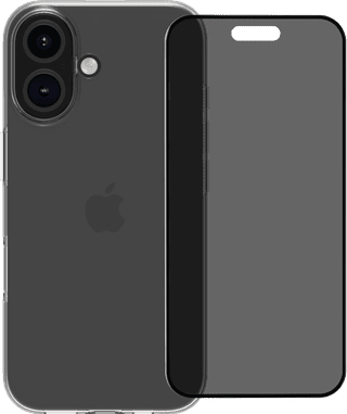 BlueBuilt Back Cover iPhone 16 Transparent + Privacy Filter Screen Protector Glass