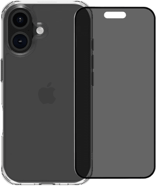 BlueBuilt Protective Backcover iPhone 16 Transparent + Blickschutz Panzerglas