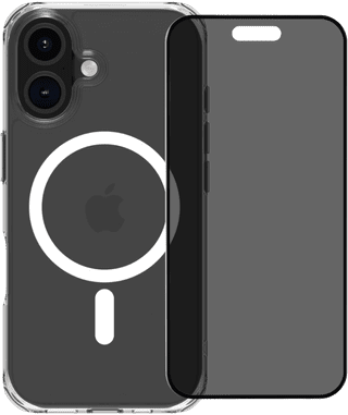 BlueBuilt Protective Cover mit MagSafe iPhone 16 Transparent + Privacy Displayschutz