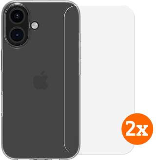 BlueBuilt Backcover iPhone 16 Transparent + Panzerglas Doppelpack
