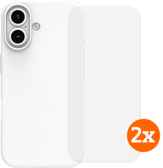 BlueBuilt Backcover iPhone 16 Weiß + Panzerglas Doppelpack