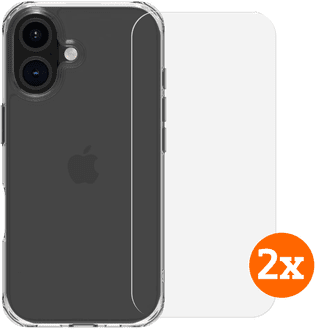 BlueBuilt Protective Backcover iPhone 16 Transparent + Panzerglas Doppelpack