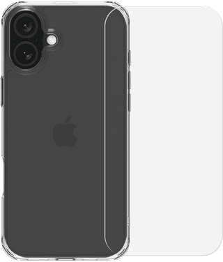 BlueBuilt Protective Back Cover iPhone 16 Plus Transparent + Screen Protector Glass