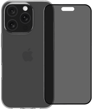 BlueBuilt Backcover iPhone 16 Pro Transparent + Panzerglas mit Blickschutzfilter