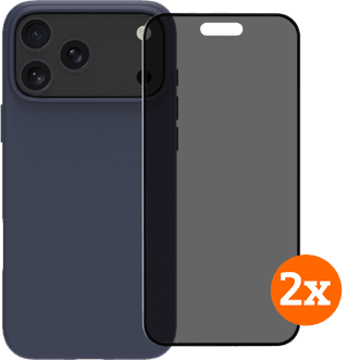 BlueBuilt Protective Cover MagSafe iPhone 17 Pro Max Blau + Privacy Protector Doppelpack